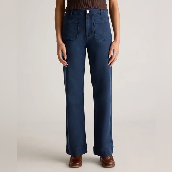 Quince Pants - Quince French Terry Wide Leg Pants Deep Navy